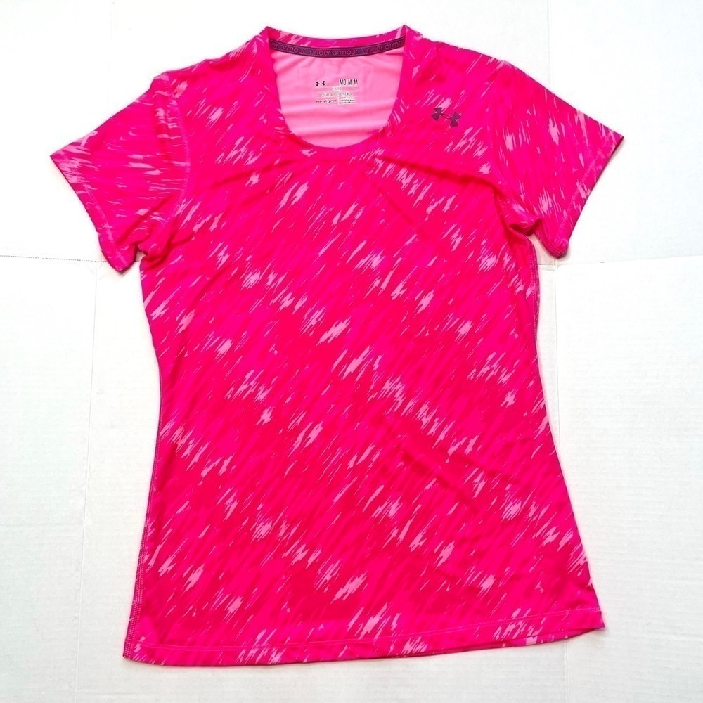 UNDER Armour HeatGear Fitted Pink Short Sleeve Crewneck Athletic T-Shirt Size M